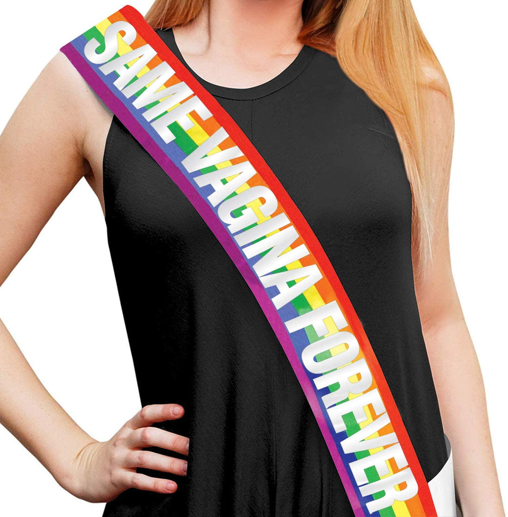 Lesbian Bachelorette Party Rainbow Sash – LGBTQ Sash for Bride – Pride – Gay Wedding - Same Vagina Forever