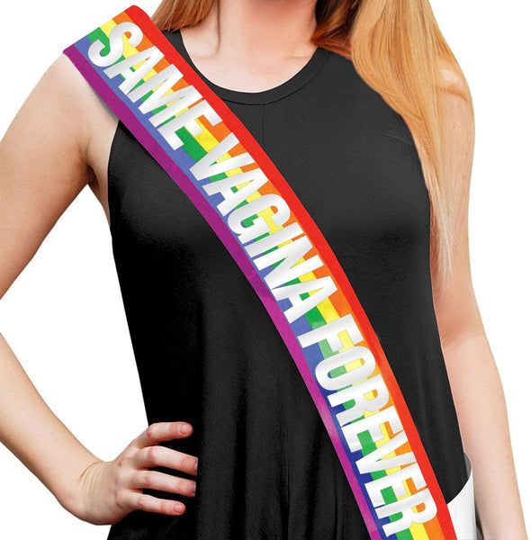 Lesbian Bachelorette Party Rainbow Sash – LGBTQ Sash for Bride – Pride – Gay Wedding - Same Vagina Forever