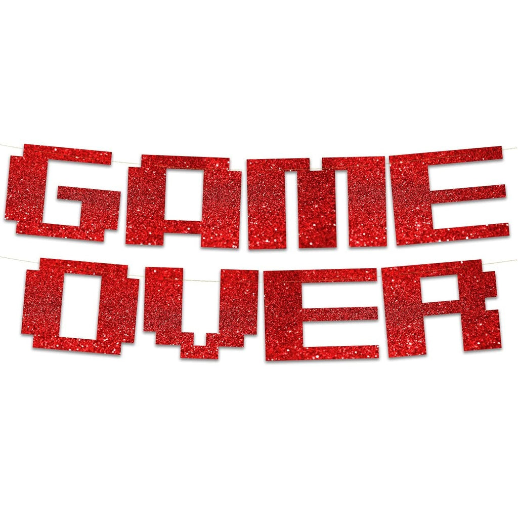 Game Over Red Glitter Banner