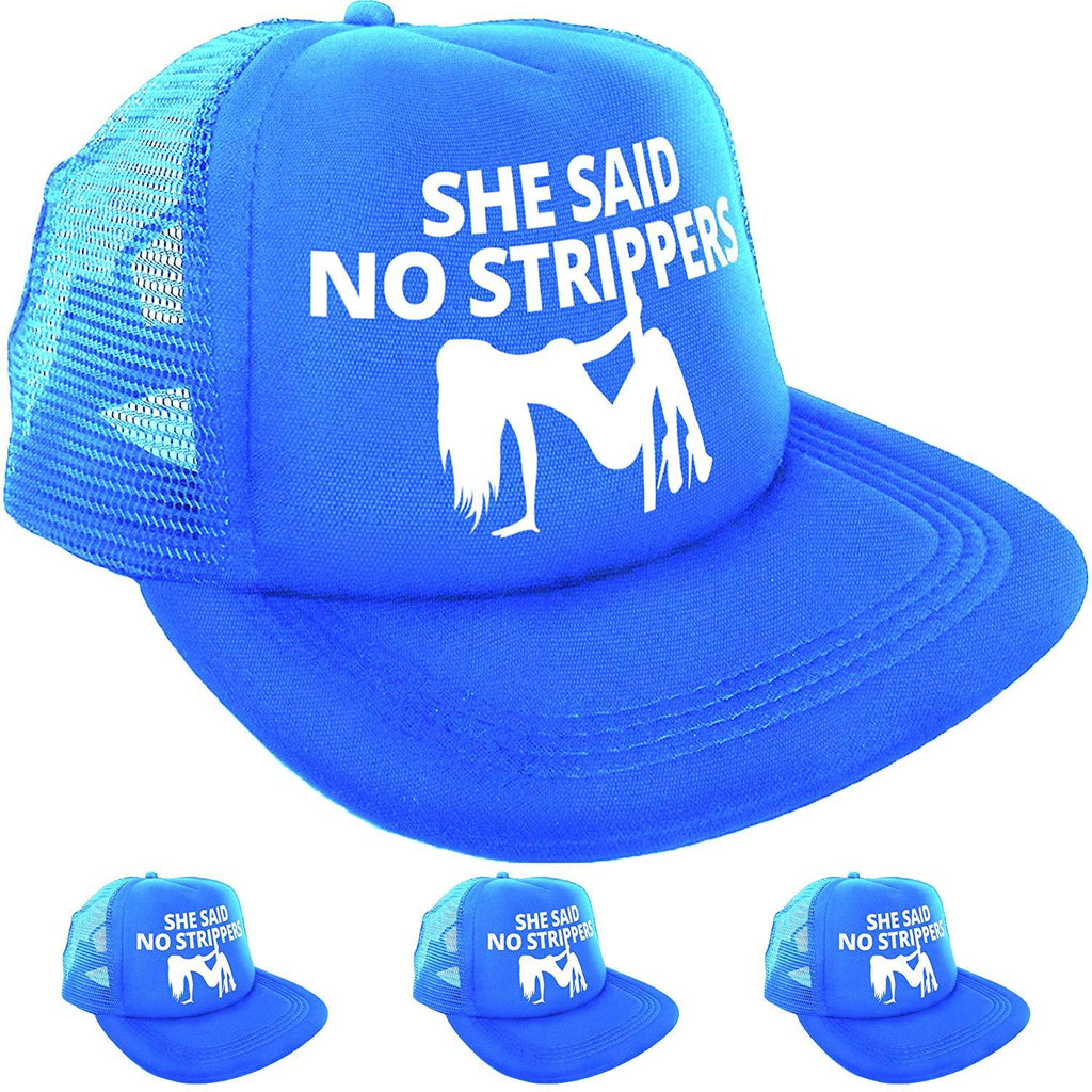 Bachelor Party Hats (4 Pack) - She Said No Strippers - Same Vagina Forever