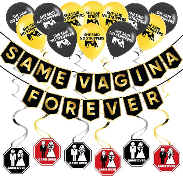 Bachelor Party Pack - Bachelor Party Decorations, Ideas, Supplies, Gifts, Jokes and Favors - Same Vagina Forever